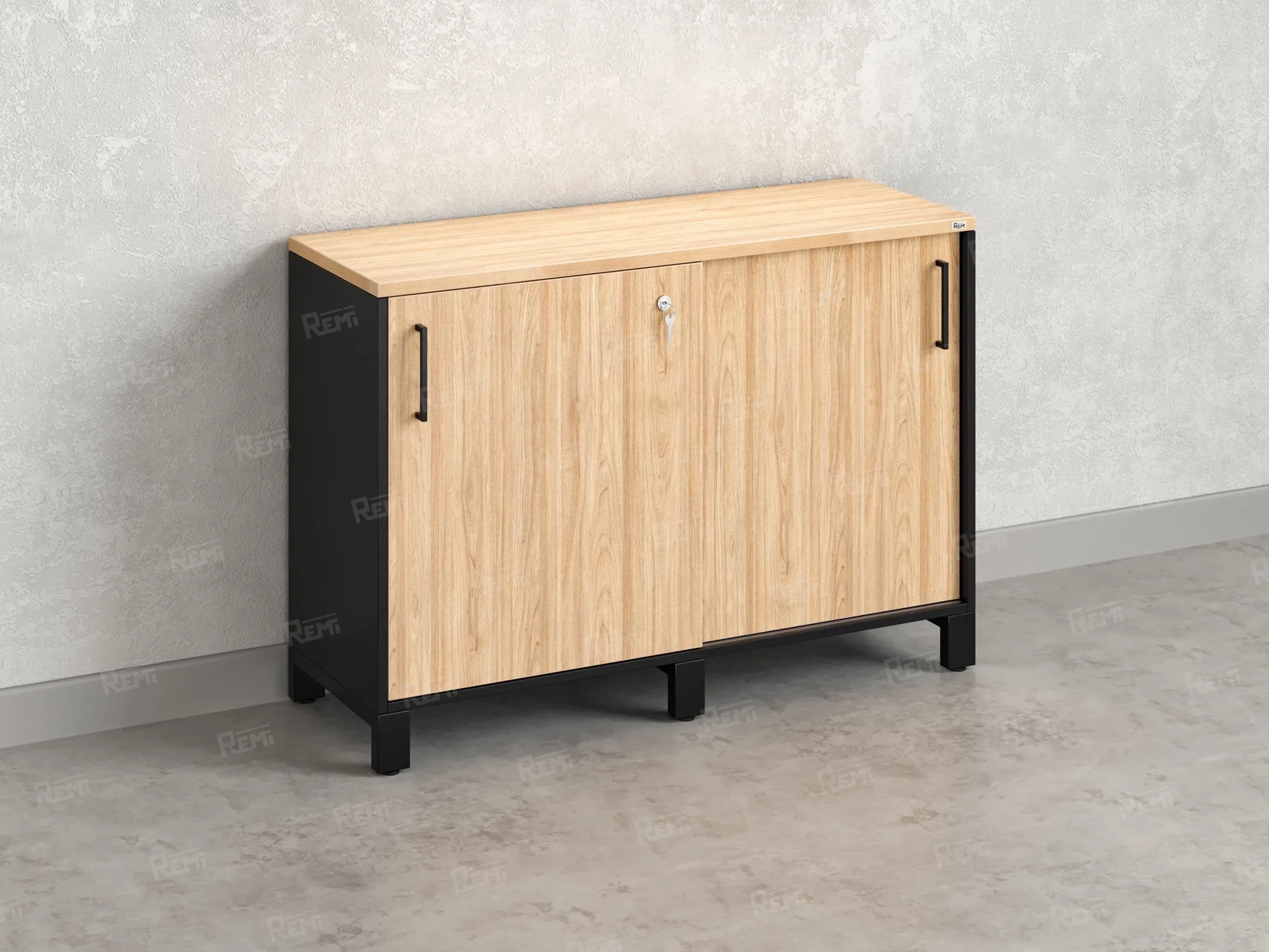 Низкий шкаф-купе 1200x420x850 RM124-120x42 Вяз Швейцарский светлый/Черный