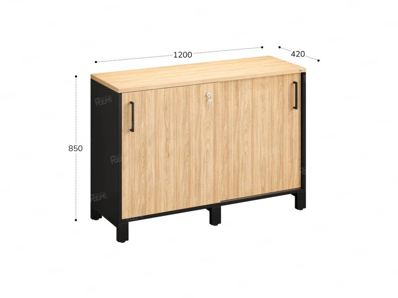 Низкий шкаф-купе 1200x420x850 RM124-120x42 Вяз Швейцарский светлый/Черный