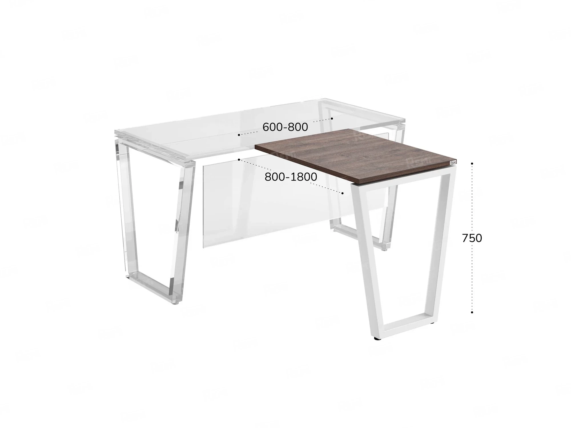 Брифинг прямой, с парящей столешнецей, на U-образном каркасе 1200x700x750 RM074-12x7 Дуб Апрельский шоколад/Белый