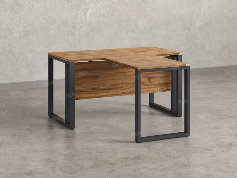 Стол с брифингом на О-образных опорах с экраном ЛДСП RM046-12x7 1200x1900x750 Дуб Юстус/Серый