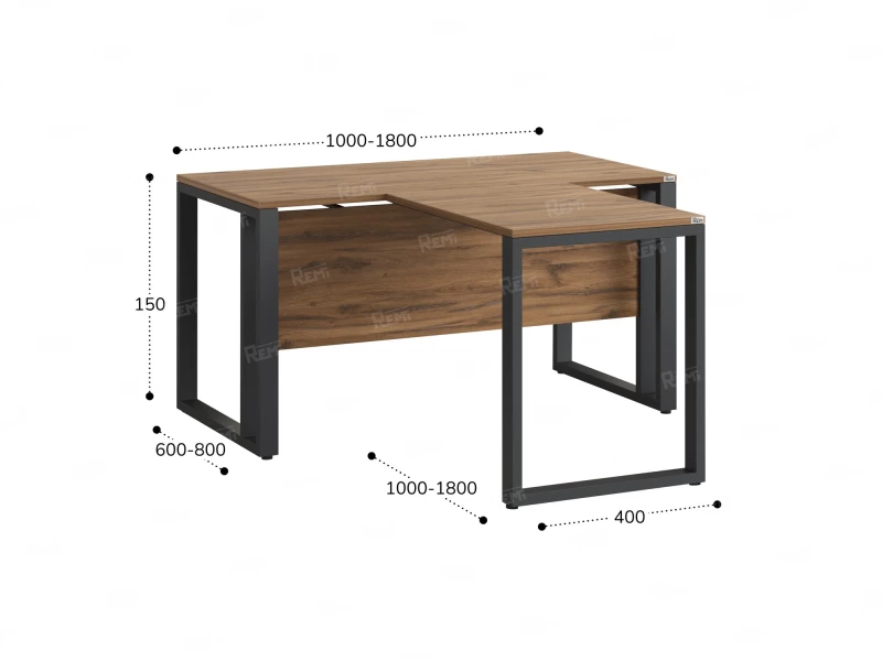 Стол с брифингом на О-образных опорах с экраном ЛДСП RM046-12x7 1200x1900x750 Дуб Юстус/Серый