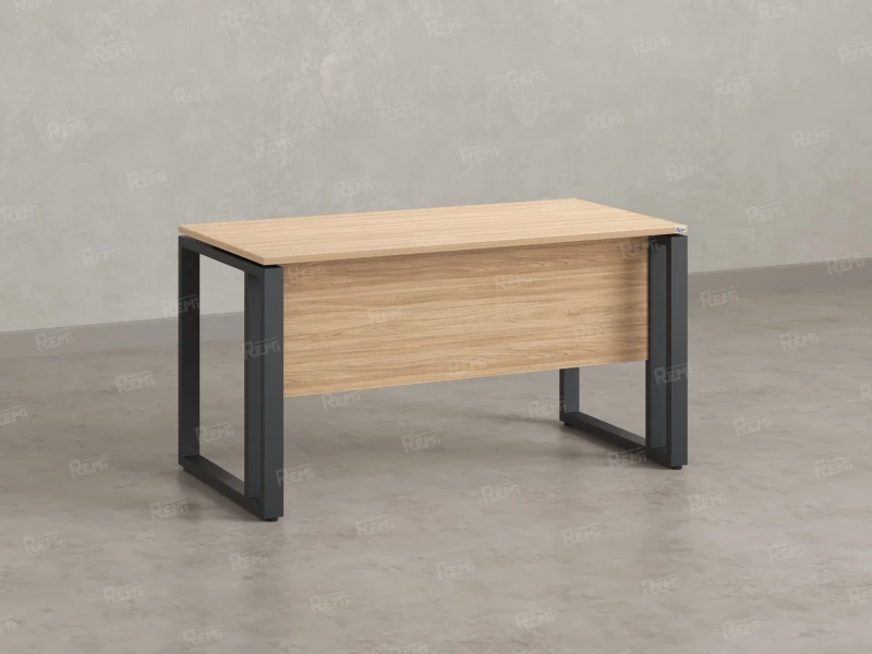 Стол прямой на О-образных опорах с экраном ЛДСП 2000x800x750 RM041-20x8 Вяз Швейцарский светлый/Серый