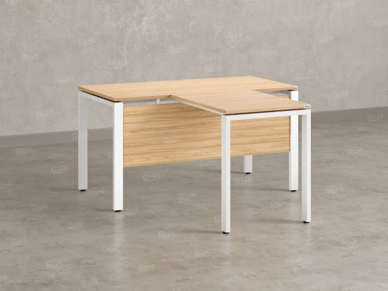 Стол с брифингом с парящей столешницей на П-образных опорах с экраном ЛДСП RM043-10x8 1000x1800x750 Вяз Швейцарский светлый/Белый