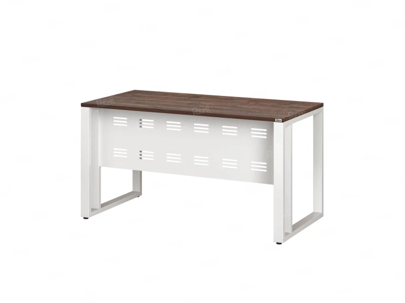 Стол прямой на О-образных опорах с металлическим экраном 1200x900x750 RM042-12x9 Дуб Апрельский шоколад/Белый