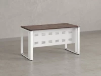 Стол прямой на О-образных опорах с металлическим экраном 1200x900x750 RM042-12x9 Дуб Апрельский шоколад/Белый