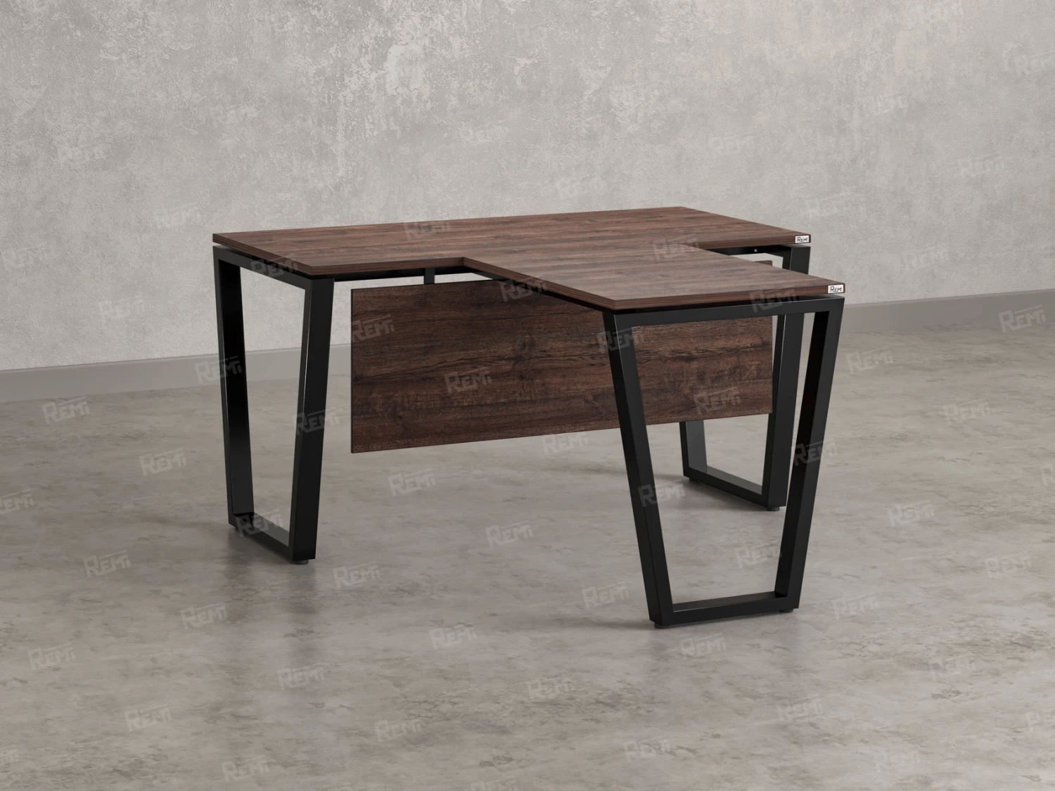 Стол с брифингом с парящей столешницей на U-образных опорах с экраном ЛДСП RM047-12x8 1200x2000x750 Дуб Апрельский шоколад/Черный