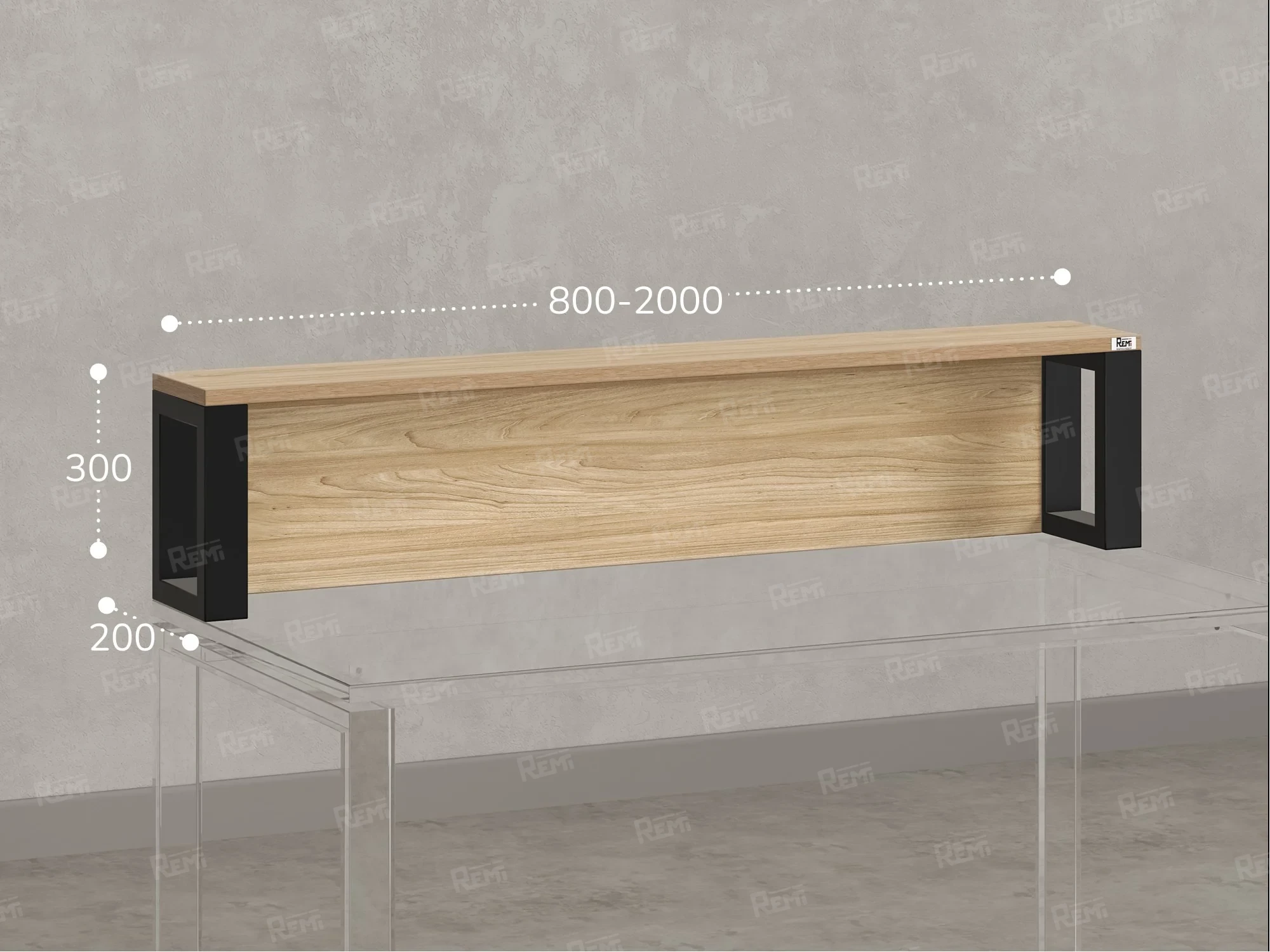 Надстройка для стола 1800x200x300 RM208-180x40 Вяз Швейцарский Светлый/Черный