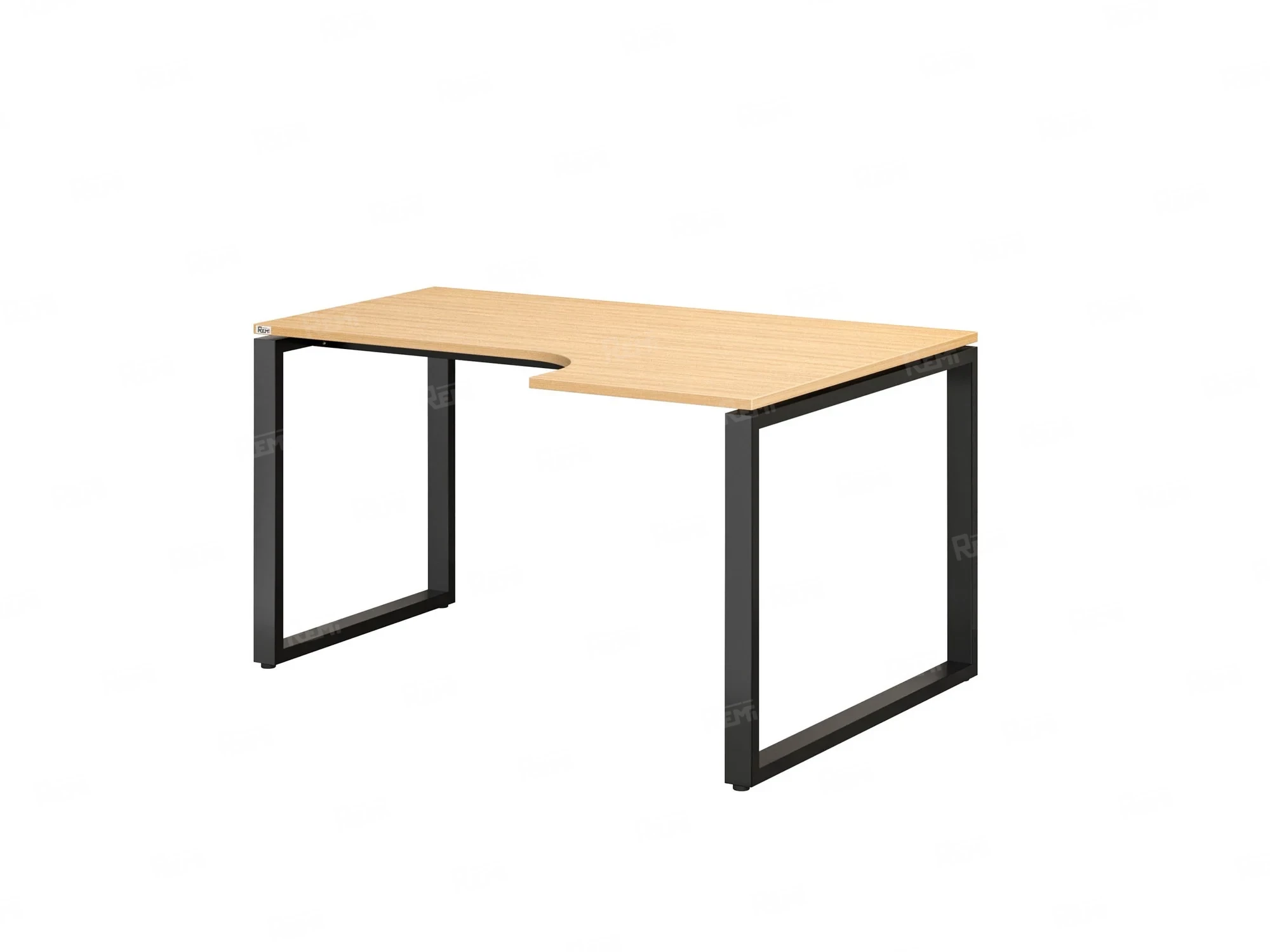 Стол угловой, О-опора, правый 1600x800/1000x750, RM054-16x8-10 Вяз Швейцарский светлый/Черный