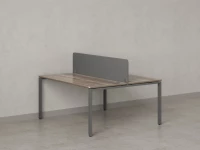 Бенч-система, 2 рабочих места, с одним тканевым экраном 1600x1600x750 RM165-1-16x16 Дуб Маувелла/Серый
