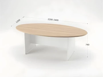 Конференц-стол овальный 2200х1200х740 RB007-220х120 Акация/Белый