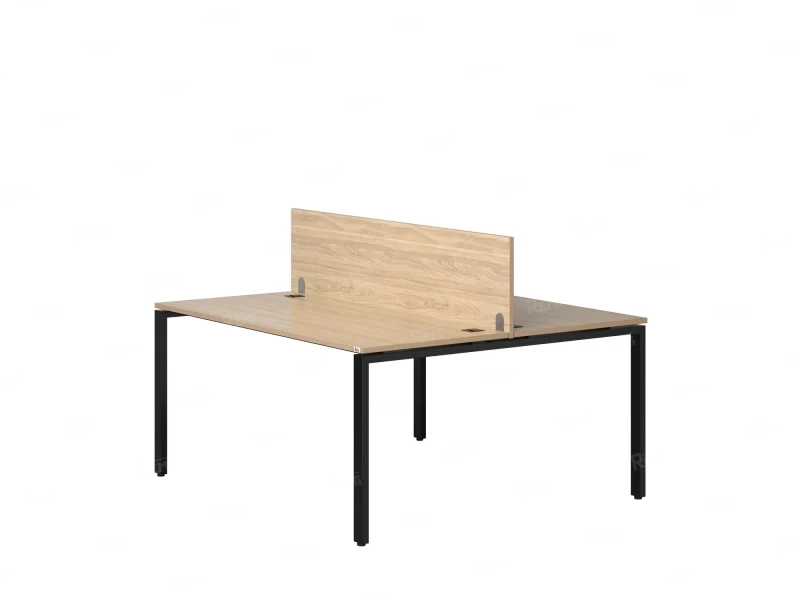 Бенч-система, 2 рабочих места, с одним экраном ЛДСП 1200x1200x750 RM165-2-12x12 Вяз Швейцарский светлый/Черный