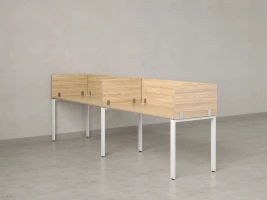 Бенч-система в 1 ряд, 2 рабочих места 5 ЛДСП экранов 3600x600x750 RM167-2-36x6 Вяз Швейцарский светлый/Белый