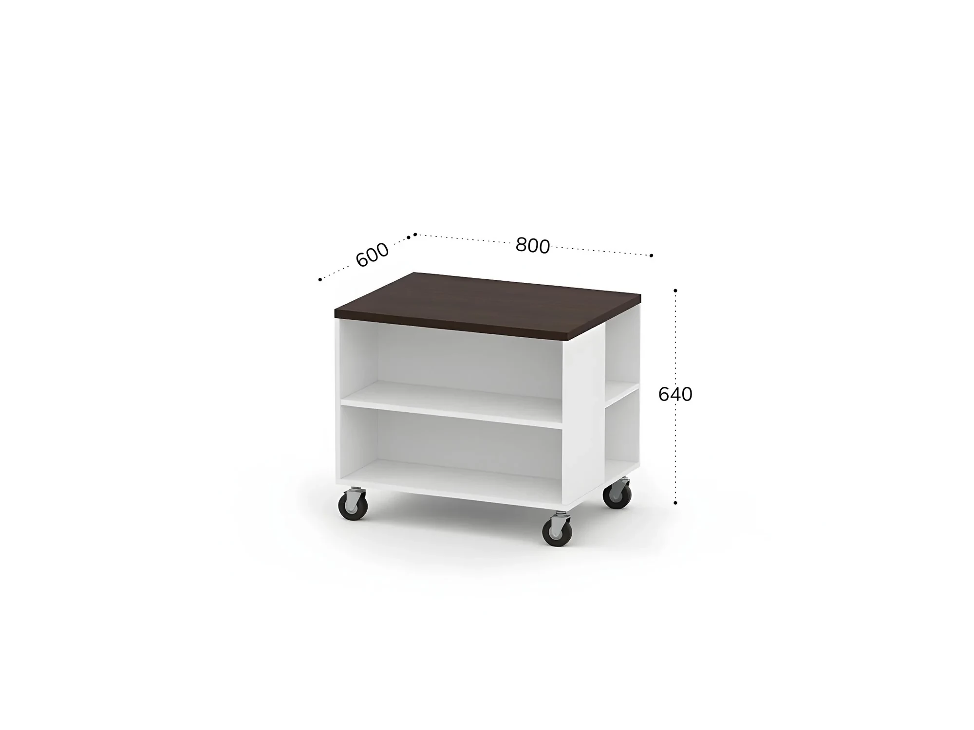 BRL RB012-80х60 Тумба для копира на роликовых опорах 800х600х640 Венге/Белый