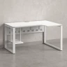 Стол угловой, экран металл, О-опора, правый 1600x700/900x750, RM057-16x7-9 Белый/Белый