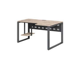 Стол угловой, экран металл, О-опора, правый 1800x900/1200x750, RM057-18x9-12 Дуб Маувелла/Серый