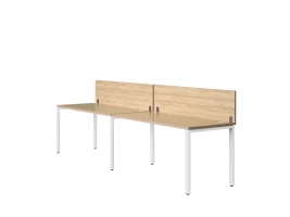 Бенч-система в 1 ряд, 2 рабочих места 2 ЛДСП экранов 2000x800x750 RM167-4-20x8 Вяз Швейцарский светлый/Белый