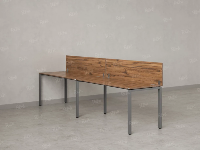 Бенч-система в 1 ряд, 2 рабочих места 2 ЛДСП экранов 2700x800x750 RM167-4-27x8 Дуб Юстус/Серый