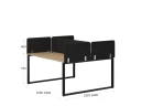 Бенч-система, 2 рабочих места, 5 тканевых экранов 1200x1200x750 RM169-3-12x12 Вяз Швейцарский светлый/Черный