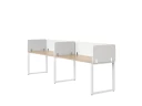 Бенч-система в 1 ряд, 2 рабочих места 5 тканевых экранов 2700x700x750 RM168-1-27x7 Вяз Швейцарский светлый/Белый
