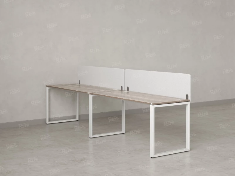 Бенч-система в 1 ряд, 2 рабочих места 2 тканевых экранов 3200x700x750 RM168-3-32x7 Дуб Маувелла/Белый