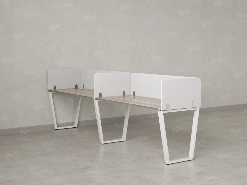 Бенч-система в 1 ряд, 2 рабочих места 5 тканевых экранов 2000x600x750 RM174-1-20x6 Дуб Маувелла/Белый