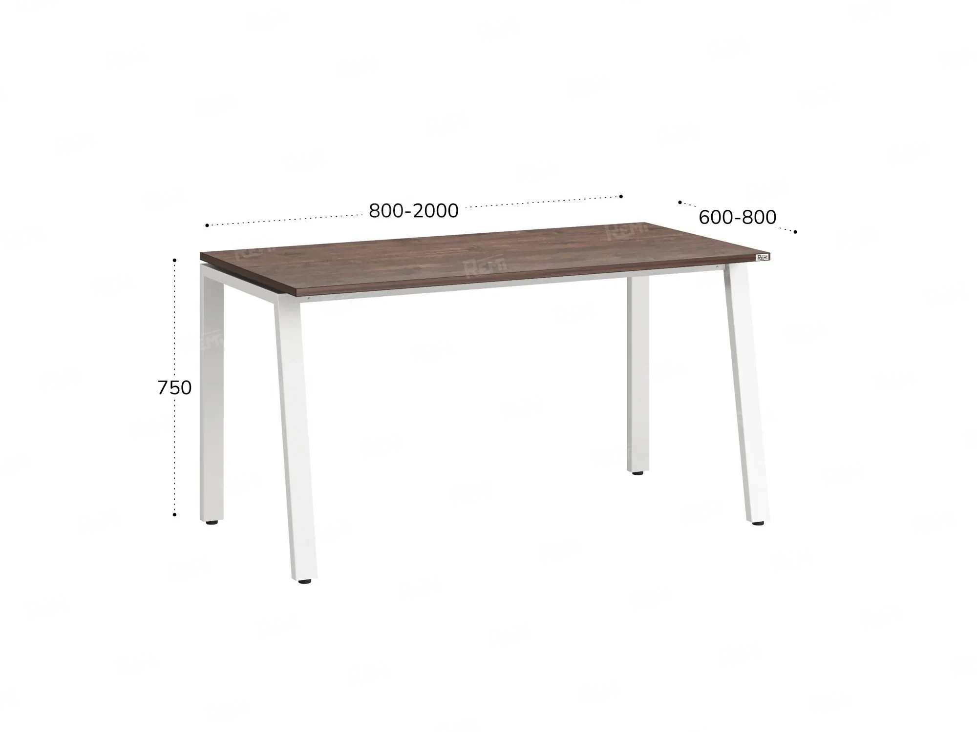Стол прямой на Л-образных опорах 800x800x750 RM004-8x8 Дуб Апрельский шоколад/Белый