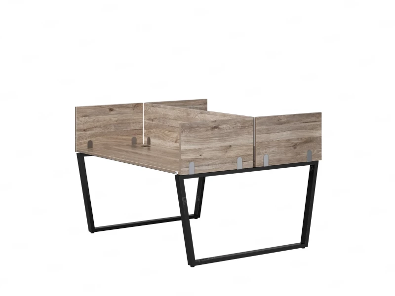 Бенч-система, 2 рабочих места, 5 ЛДСП экранов 1000x1400x750 RM172-4-10x14 Дуб Маувелла/Черный