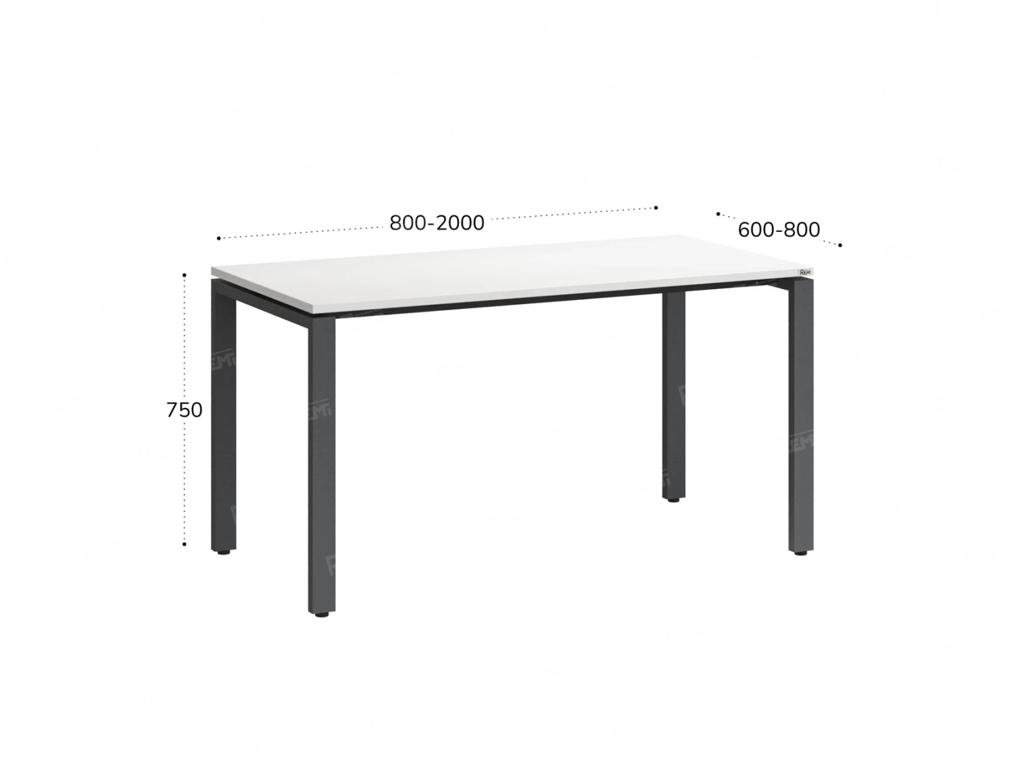 Стол прямой на П-образных опорах 1200x800x750 RM001-12x8 Белый/Серый