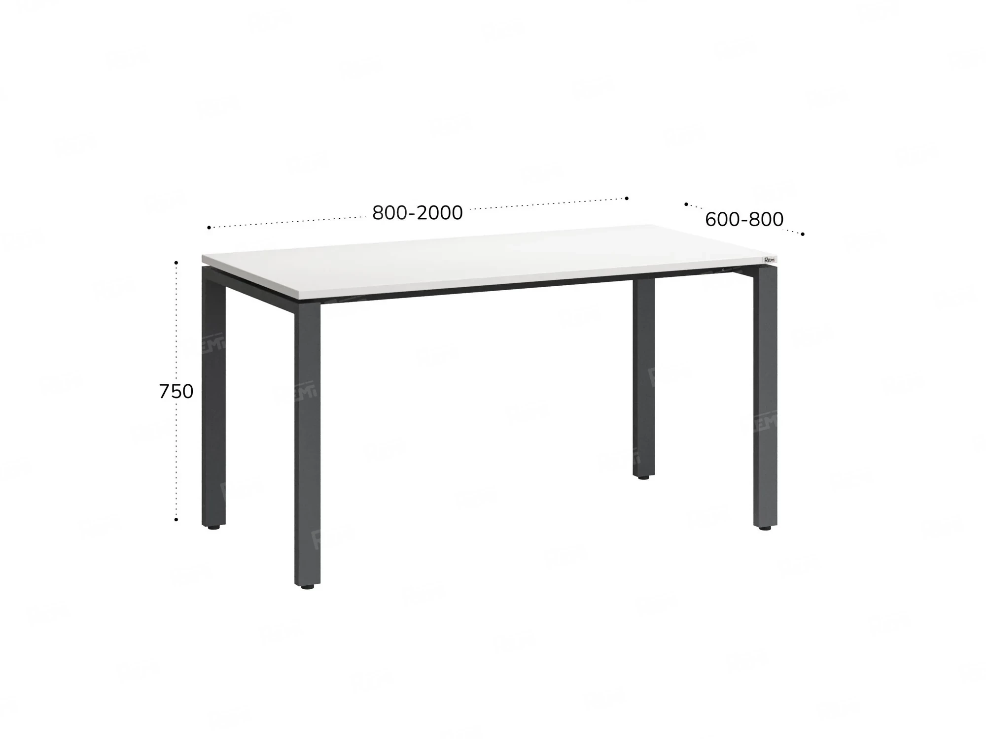 Стол прямой на П-образных опорах 1200x800x750 RM001-12x8 Белый/Серый