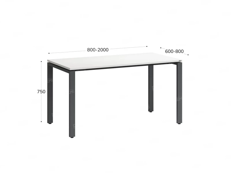 Стол прямой на П-образных опорах 1200x800x750 RM001-12x8 Белый/Серый