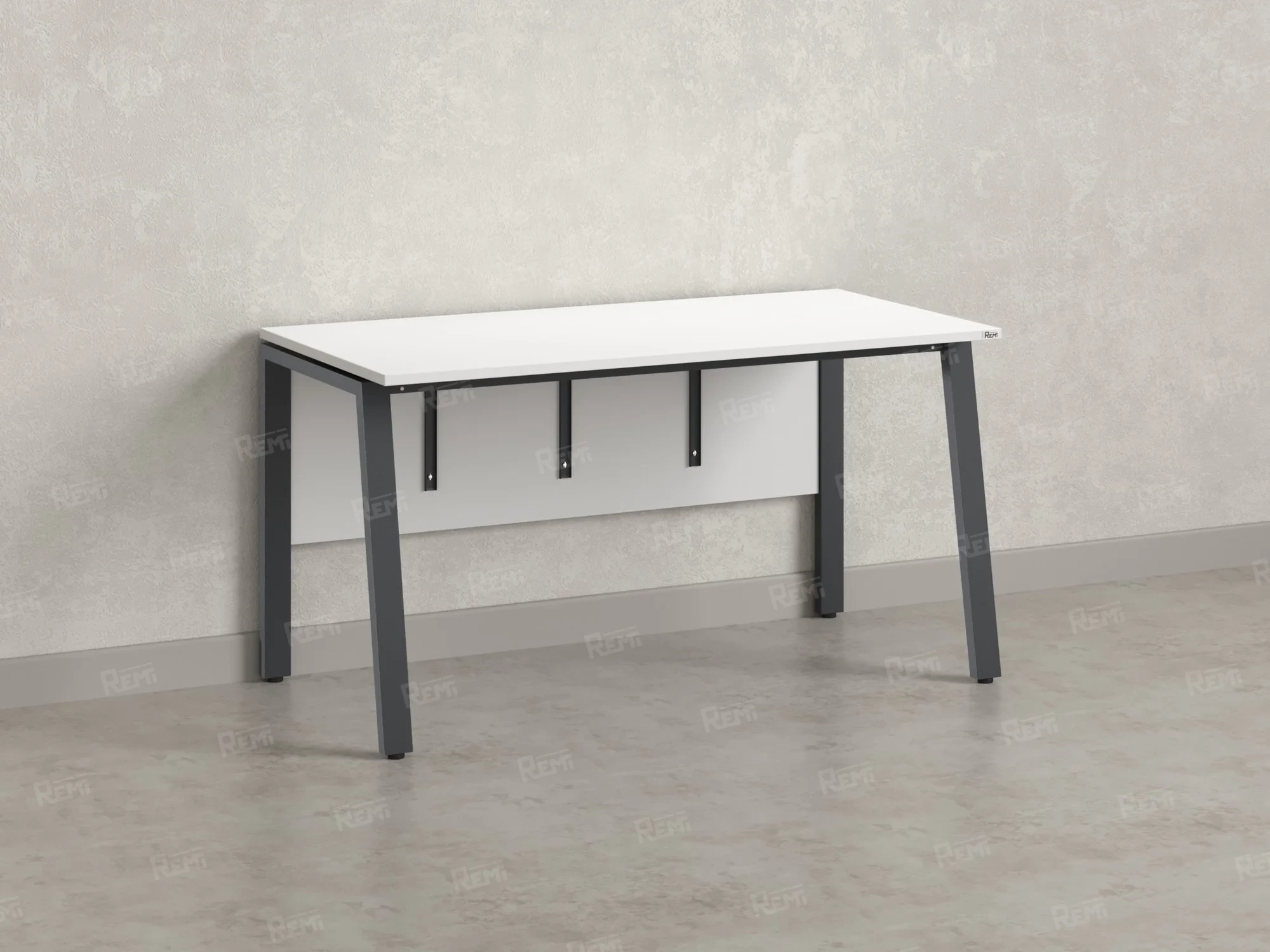 Стол прямой, Л-опора, экран ЛДСП,парящая стол-ца 1200x600x750 RM009-12x6 Белый/Серый