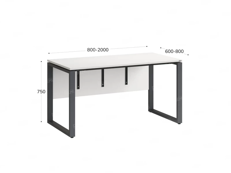 Стол прямой, О-опоры, экран ЛДСП,парящая стол-ца 1000x800x750 RM008-10x8 Белый/Серый