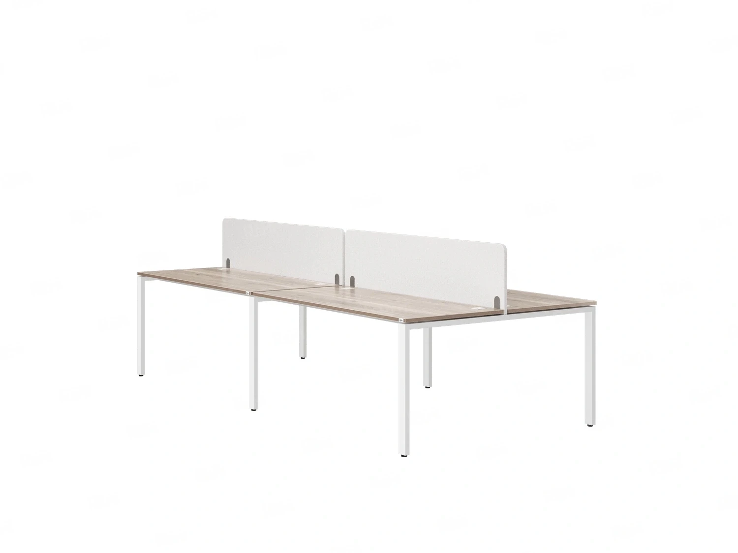 Бенч-система, 4 рабочих места, на П-образных опорах, 2 тканевых экранов 3200x1400x750 RM166-3-16x14 Дуб Маувелла/Белый