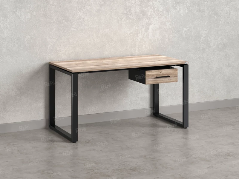 Стол прямой с подвесной тумбой, О-опора 1600x800x750 RM036-16x8 Дуб Маувелла/Черный
