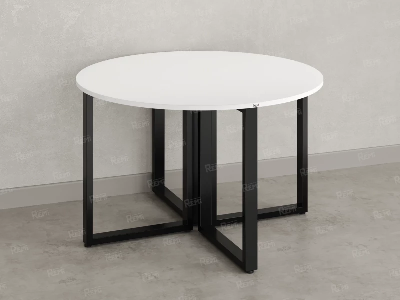 Круглый стол на О-образных опорах 1200x1200x750 RM187-12x12 Белый/Черный