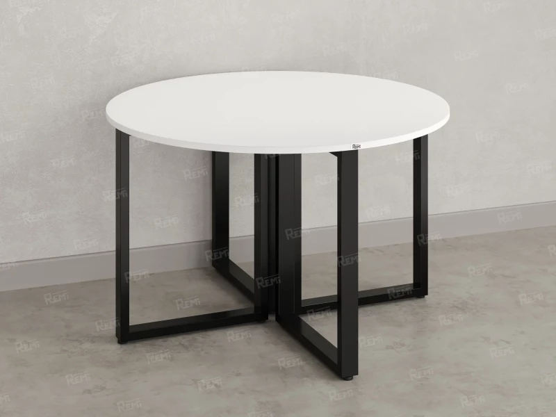 Круглый стол на О-образных опорах 1200x1200x750 RM187-12x12 Белый/Черный