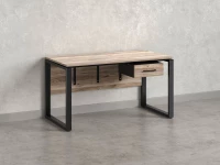 Стол прямой, подвесная тумба, ЛДСП экран, О-опора 2000x800x750 RM032-20x8 Дуб Маувелла/Черный