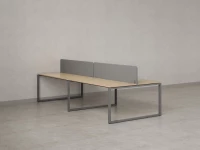 Бенч-система, 4 рабочих места, на О-образных опорах, 2 тканевых экранов 2800x1400x750 RM170-3-14x14 Вяз Швейцарский светлый/Серый