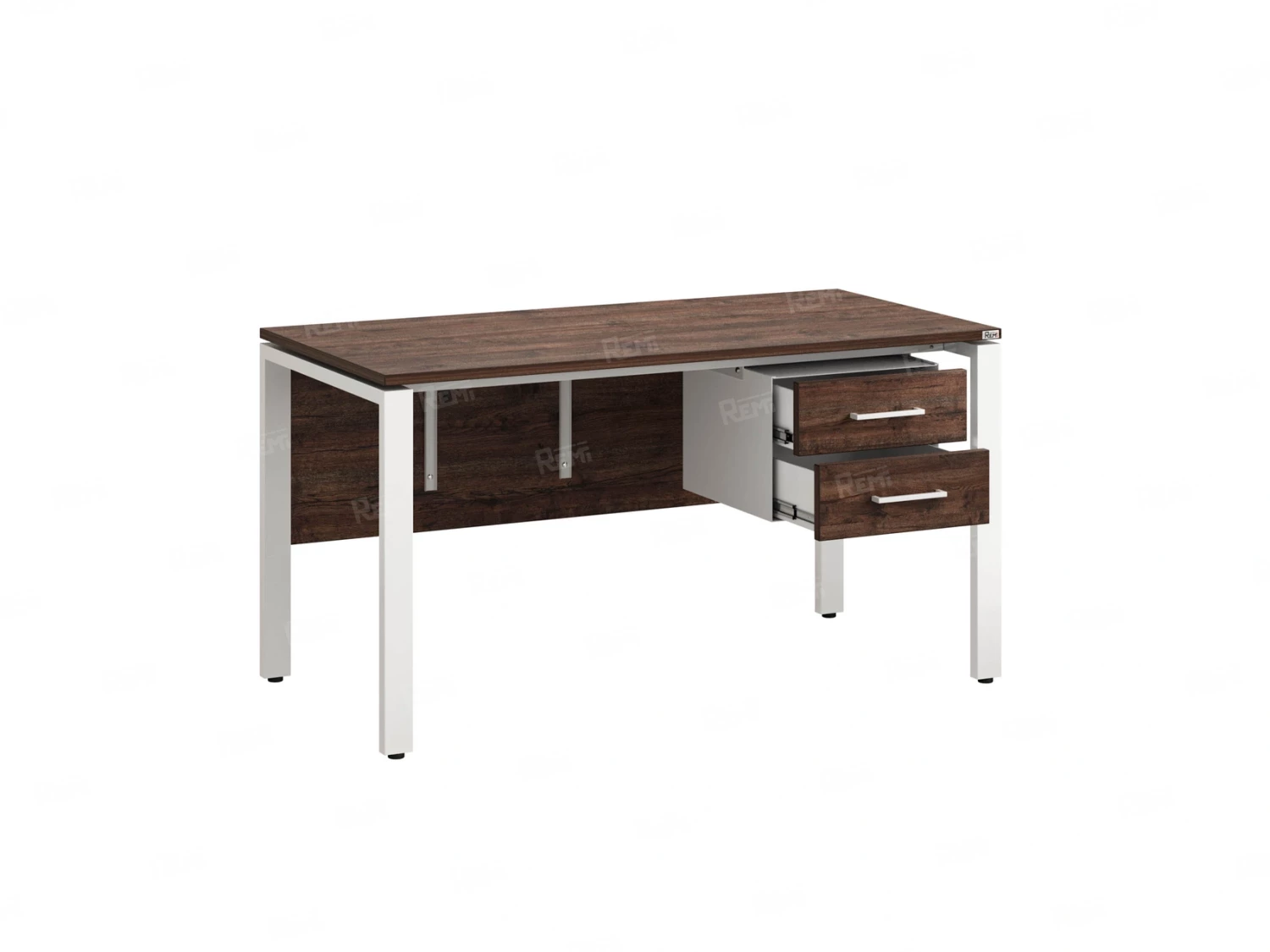Стол прямой, подвесная тумба, ЛДСП экран, П-опора 1600x800x750 RM031-16x8 Дуб Апрельский шоколад/Белый