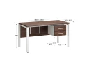 Стол прямой, подвесная тумба, ЛДСП экран, П-опора 1600x800x750 RM031-16x8 Дуб Апрельский шоколад/Белый