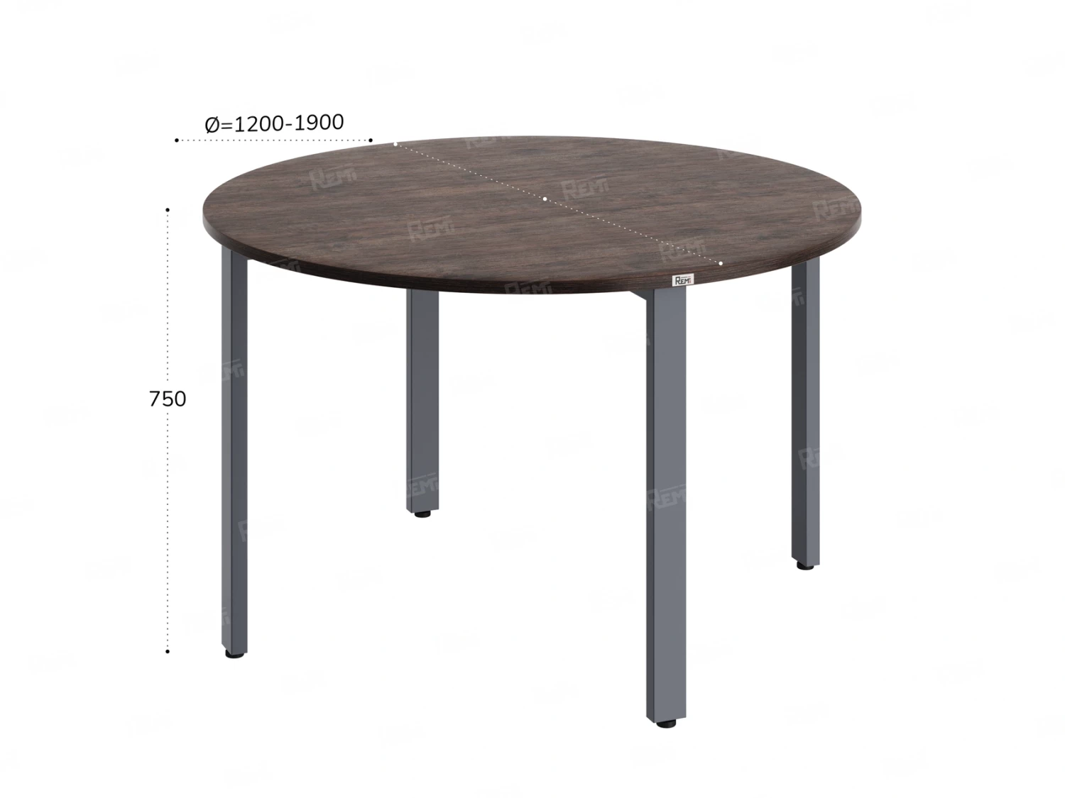 Круглый стол на П-образных опорах 1700x1700x750 RM186-17x17 Дуб Апрельский шоколад/Серый