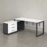 Стол прямой с тумбой L, ЛДСП экран, О-опора 1400x600x750 RM013L-14x6 Белый/Серый