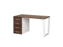 Стол прямой, с тумбой на U-образных опоре, левый 1600x700x750 RM100-16x7 Дуб Апрельский шоколад/Белый