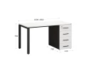 Стол прямой с тумбой на П-образных опоре, правый 1600x700x750 RM103-16x7 Белый/Черный