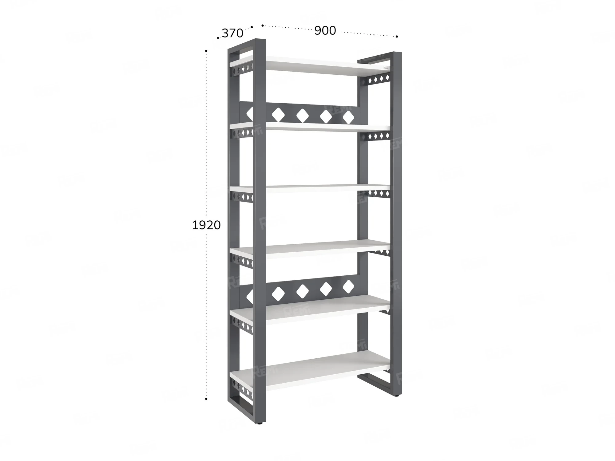 Стеллаж, 6 уровней 900x370x1920 RM132-90x37 Серый/Серый
