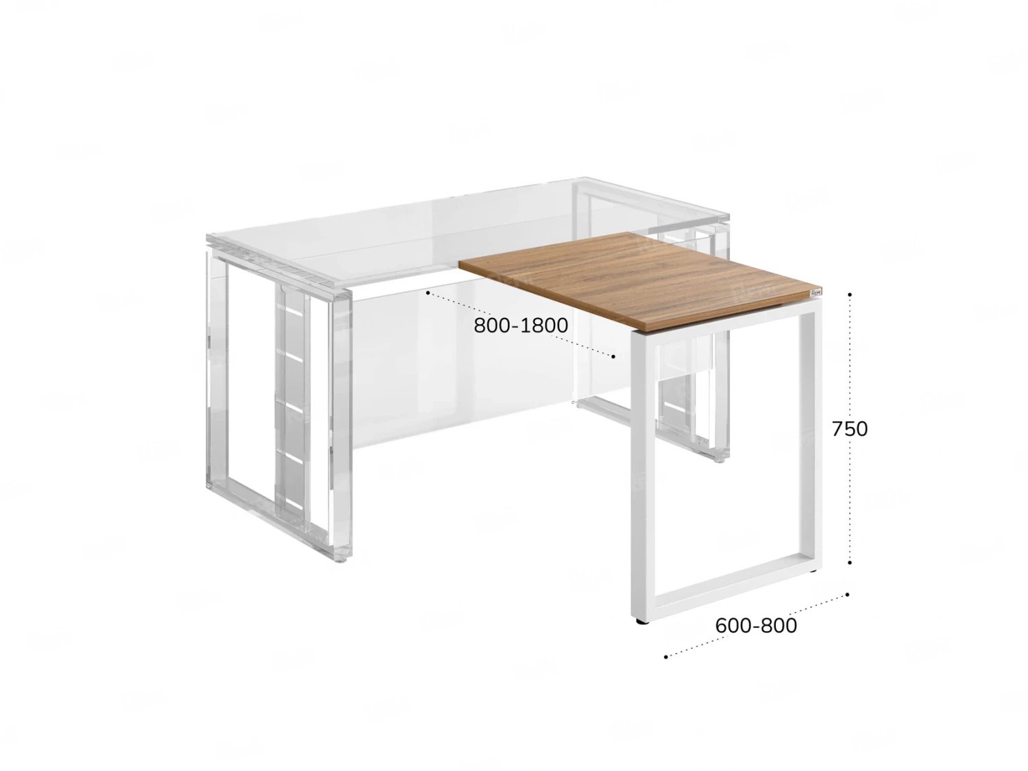 Брифинг прямой, с парящей столешнецей, на О-образном каркасе 900x600x750 RM072-9x6 Юстус/Белый