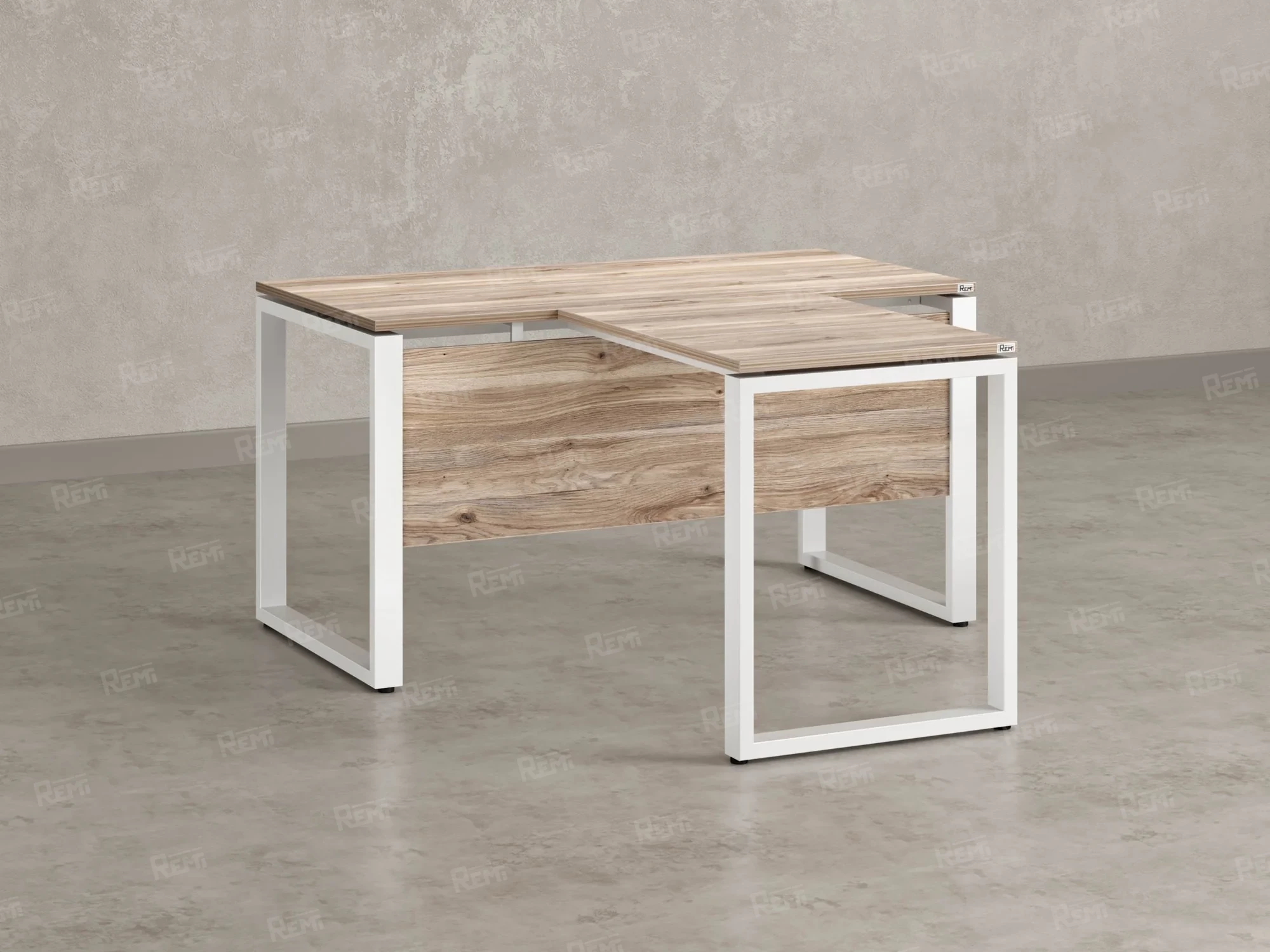 Стол с брифингом с парящей столешницей на О-образных опорах с экраном ЛДСП RM045-12x9 1200x2100x750 Дуб Маувелла/Белый