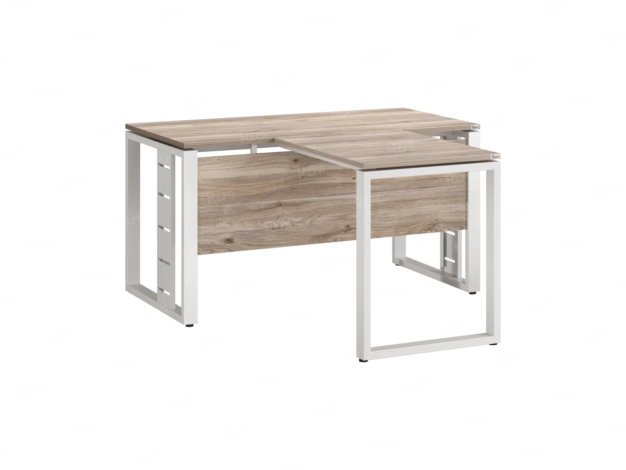 Стол с брифингом с парящей столешницей на О-образных опорах с экраном ЛДСП RM045-12x9 1200x2100x750 Дуб Маувелла/Белый