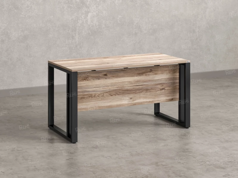 Стол прямой на О-образных опорах с экраном ЛДСП 1200x700x750 RM041-12x7 Дуб Маувелла/Черный