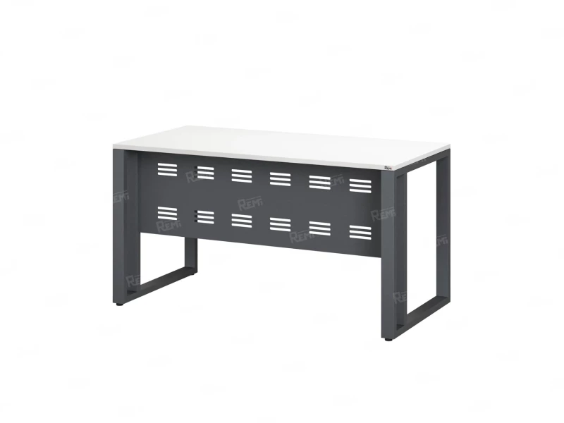 Стол прямой на О-образных опорах с металлическим экраном 1600x900x750 RM042-16x9 Белый/Серый